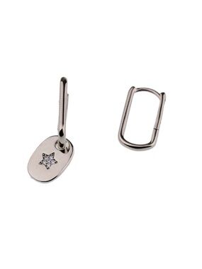 Star Huggie Earrings Platinum Plated Modern Design